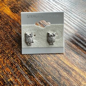 925 Sterling Silver Owl Earrings
